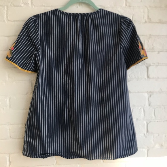 Madewell XXS Striped Short Sleeve Blouse floral - Picture 6 of 8